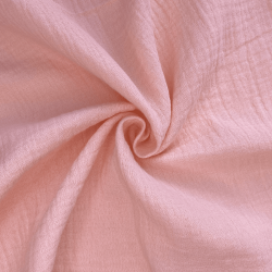 Ткань Муслин Жатый, цвет Нежно-Розовый (на отрез)  в Северске